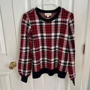 NWT Marled‎ Womens XS Red Plaid Rayon Long Sleeve Sweater